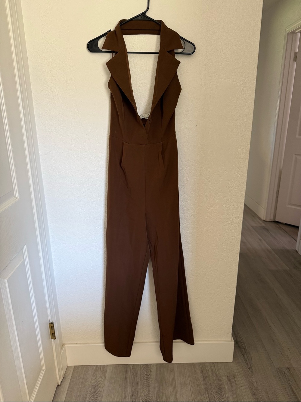 Vici Brown Sleeveless Halter Jumpsuit with Lapel